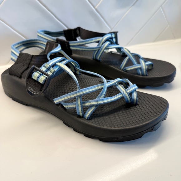 Chaco Women's ZX/2 Classic Sandals Size 10 Blue Striped Casual Outdoors Summer - Picture 1 of 8